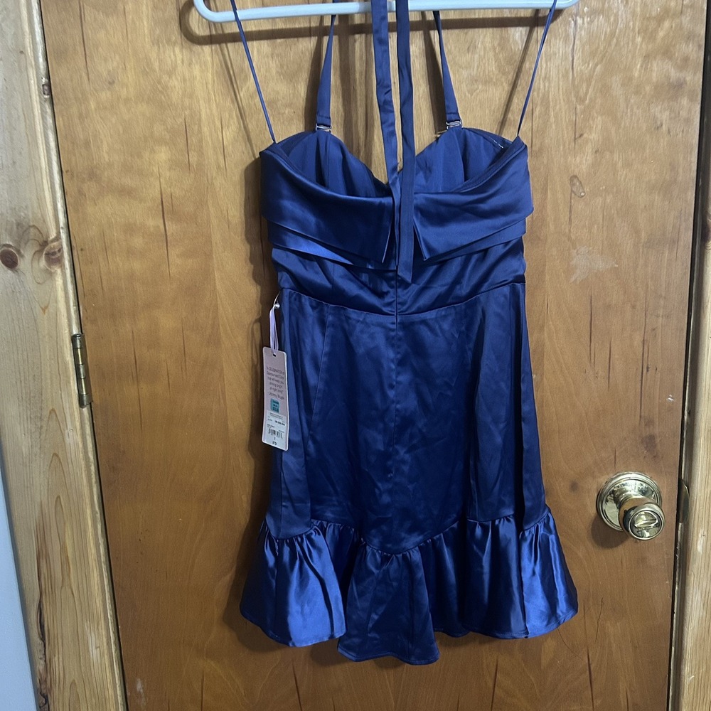 Johnny Wujek‎ Mini Blue Strapless/Halter Dress Size 3 Juniors NWT Holiday